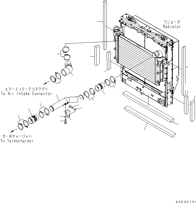 Схема запчастей Komatsu WA500-6R - РАДИАТОР (ТРУБКИ ПОСЛЕОХЛАДИТЕЛЯ)(№-) СИСТЕМА ОХЛАЖДЕНИЯ