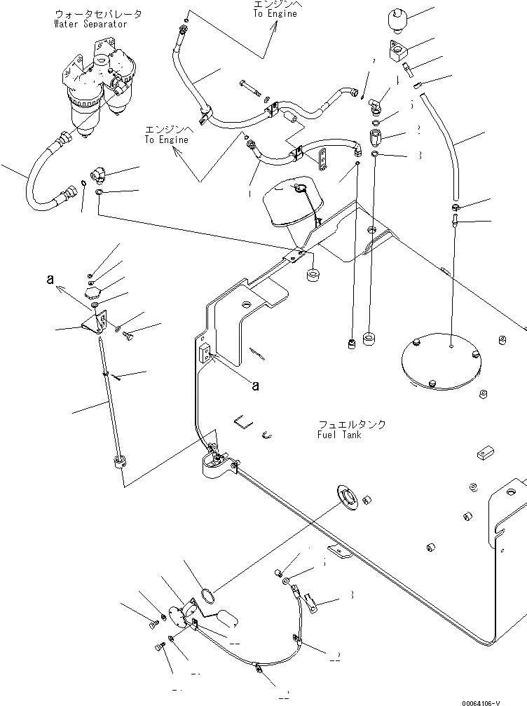 Схема запчастей Komatsu WA500-6R - ТОПЛИВН. БАК. (ТОПЛИВОПРОВОД. И УДАЛЕНН. ДРЕНАЖН.)(№-) ТОПЛИВН. БАК. AND КОМПОНЕНТЫ