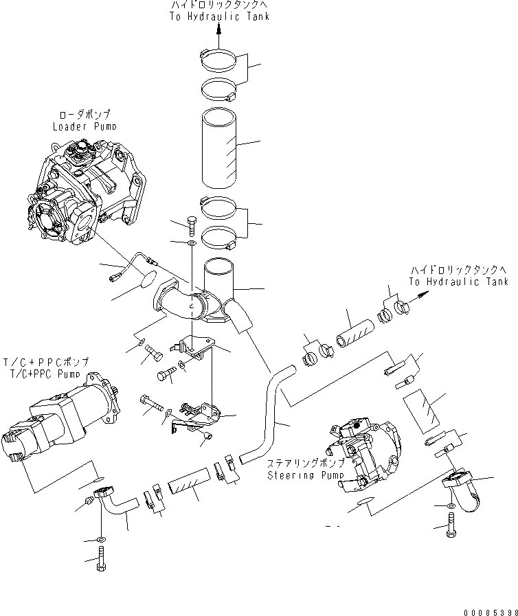 Схема запчастей Komatsu WA500-6R - ГИДРОЛИНИЯ (ВСАСЫВ. ЛИНИЯ) (ДЛЯ ТОРМОЗ. СИСТЕМА ОХЛАЖДЕНИЯ)(№-) ГИДРАВЛИКА