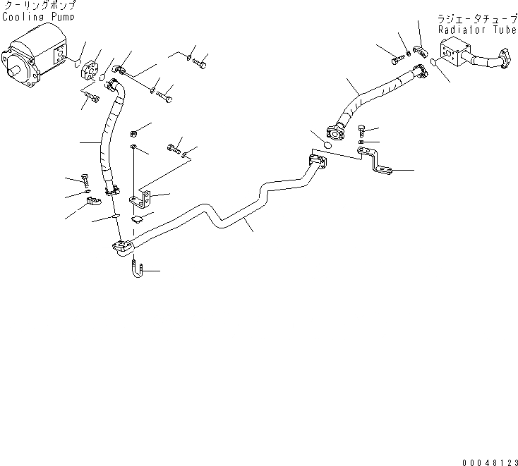Схема запчастей Komatsu WA500-6R - ГИДРОЛИНИЯ (ОХЛАЖДАЮЩ. НАСОС - РАДИАТОР ТРУБКА ЛИНИЯ)(№-) ГИДРАВЛИКА