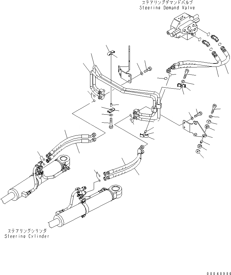 Схема запчастей Komatsu WA500-6R - ГИДРОЛИНИЯ РУЛЕВОГО УПРАВЛЕНИЯ (СИСТЕМА ТРУБ ЦИЛИНДРА)(№-) ГИДРАВЛИКА