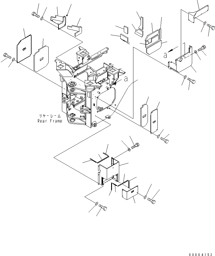 Схема запчастей Komatsu WA500-6R - БЛОКИРОВКА И КРЫШКИ(БОКОВ. КРЫШКА И КЛАПАН РУЛЕВОГО УПРАВЛЕНИЯ COVER) (ДЛЯ SEPARATE КАБИНА И ПРОХОДНОЙ ФИЛЬТР)(№-) ОСНОВНАЯ РАМА И ЕЕ ЧАСТИ