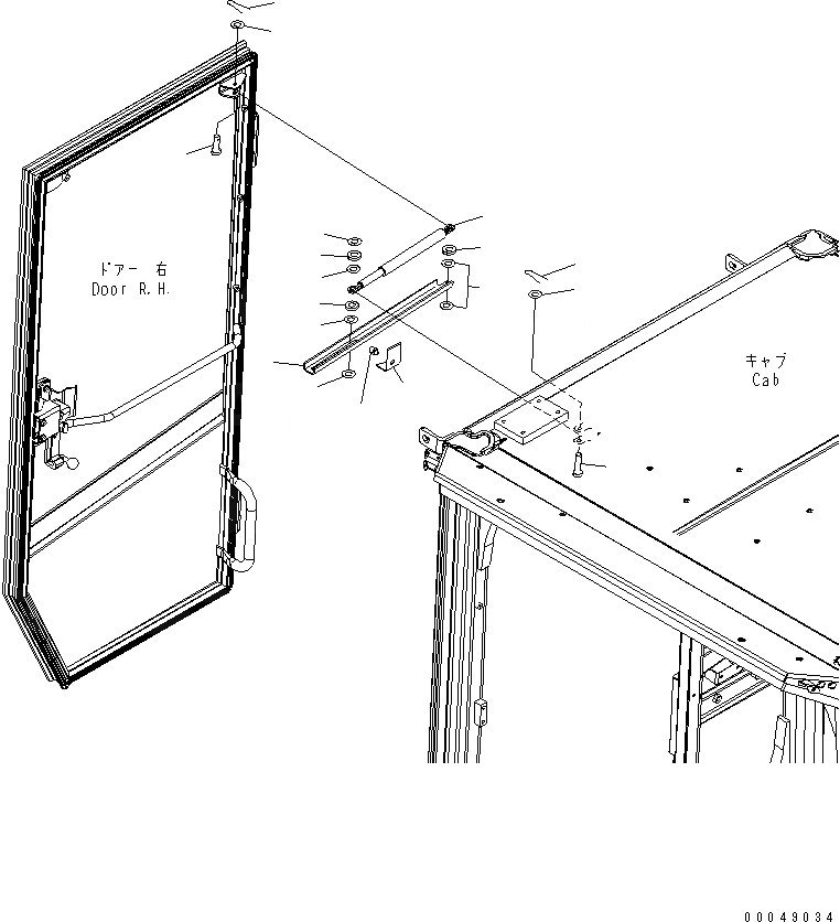 Схема запчастей Komatsu WA500-6R - КАБИНА ROPS (ДВЕРЬ ПРАВ.) (ДЛЯ СТЕКЛА) (/)(№-) КАБИНА ОПЕРАТОРА И СИСТЕМА УПРАВЛЕНИЯ