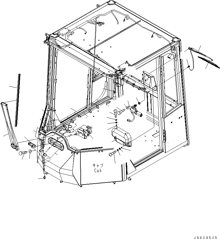 Схема запчастей Komatsu WA500-6R - КАБИНА ROPS (ДВОРНИКИ)(№-) КАБИНА ОПЕРАТОРА И СИСТЕМА УПРАВЛЕНИЯ