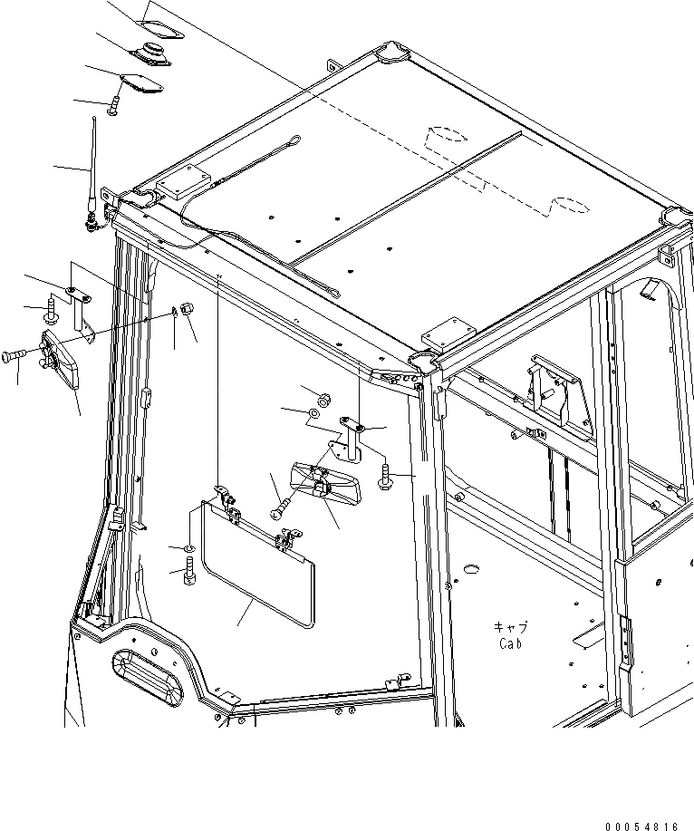 Схема запчастей Komatsu WA500-6R - КАБИНА ROPS (ЗЕРКАЛА¤ КОЗЫРЕК ОТ СОЛНЦА. ¤ АНТЕННА И ГРОМКОГОВОРИТ.)(№-) КАБИНА ОПЕРАТОРА И СИСТЕМА УПРАВЛЕНИЯ