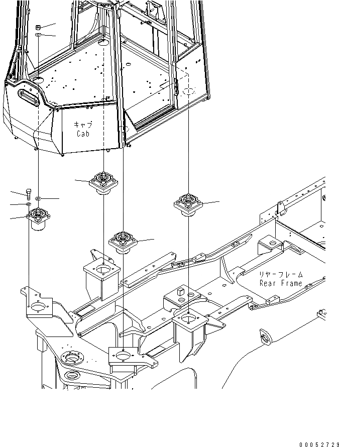 Схема запчастей Komatsu WA500-6R - КРЕПЛЕНИЕ ОСН. КОНСТРУКЦИИ (ДЛЯ SEPARATE КАБИНА)(№-) КАБИНА ОПЕРАТОРА И СИСТЕМА УПРАВЛЕНИЯ