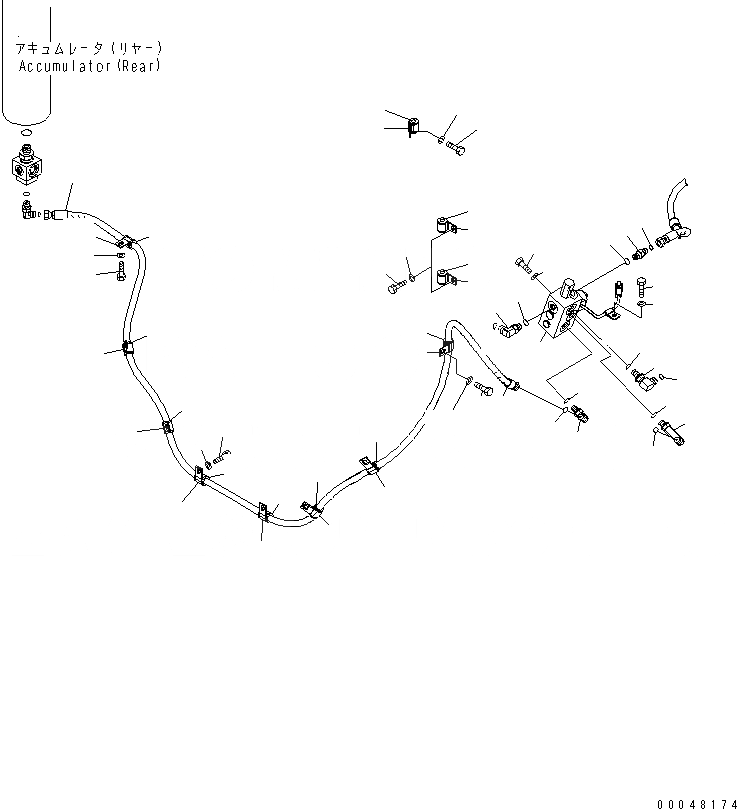 Схема запчастей Komatsu WA500-6R - УПРАВЛ-Е ТОРМОЗОМ (ЭКСТРЕНН. СТОЯНОЧНЫЙ ТОРМОЗ RELEASE ТРУБЫ /)(№-) КАБИНА ОПЕРАТОРА И СИСТЕМА УПРАВЛЕНИЯ
