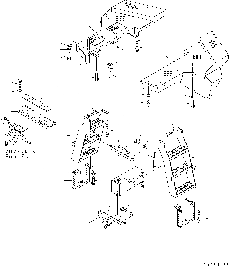 Схема запчастей Komatsu WA500-6R - ЛЕСТНИЦА (ЛЕСТНИЦА¤ СУППОРТ И СТУПЕНИ)(№-8) ЧАСТИ КОРПУСА