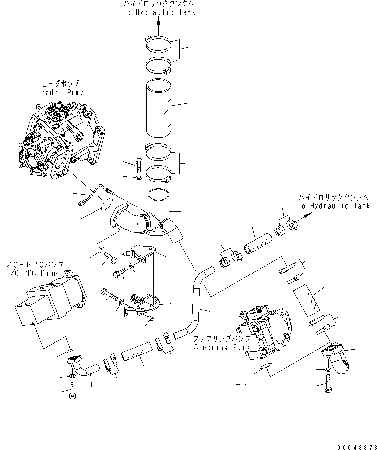 Схема запчастей Komatsu WA500-6 - ГИДРОЛИНИЯ (ВСАСЫВ. ЛИНИЯ)(№-) ГИДРАВЛИКА