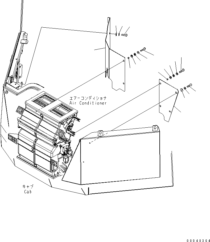 Схема запчастей Komatsu WA500-6 - КАБИНА ROPS (КОНДИЦ. ВОЗДУХА) (COVER)(№-) КАБИНА ОПЕРАТОРА И СИСТЕМА УПРАВЛЕНИЯ