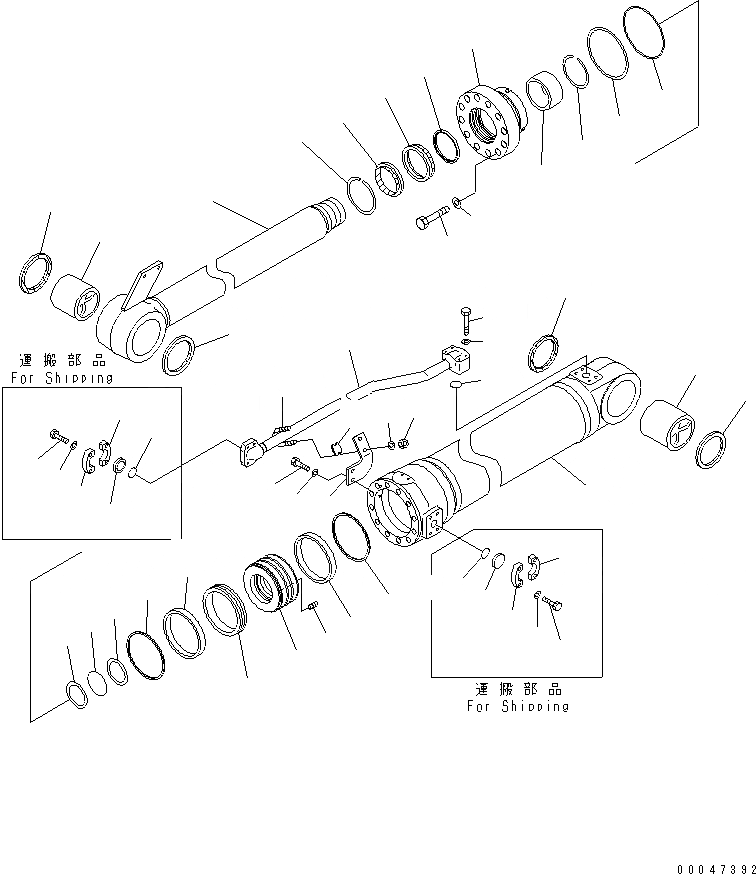 Схема запчастей Komatsu WA500-6 - ГИДРОЦИЛИНДР КОВША (ДЛЯ ВЫСОК. ПОДЪЕМА)(№-) ОСНОВН. КОМПОНЕНТЫ И РЕМКОМПЛЕКТЫ