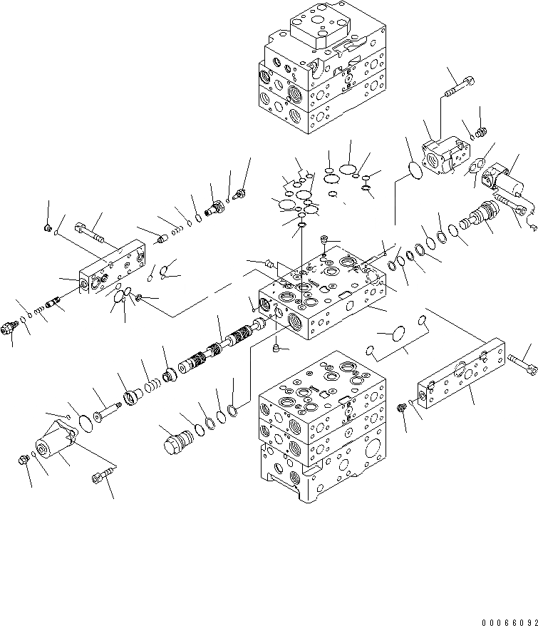Схема запчастей Komatsu WA500-6 - ОСНОВН. КЛАПАН (3-Х СЕКЦИОНН.) (ДЛЯ E.C.S.S.) (8/)(№-) ОСНОВН. КОМПОНЕНТЫ И РЕМКОМПЛЕКТЫ
