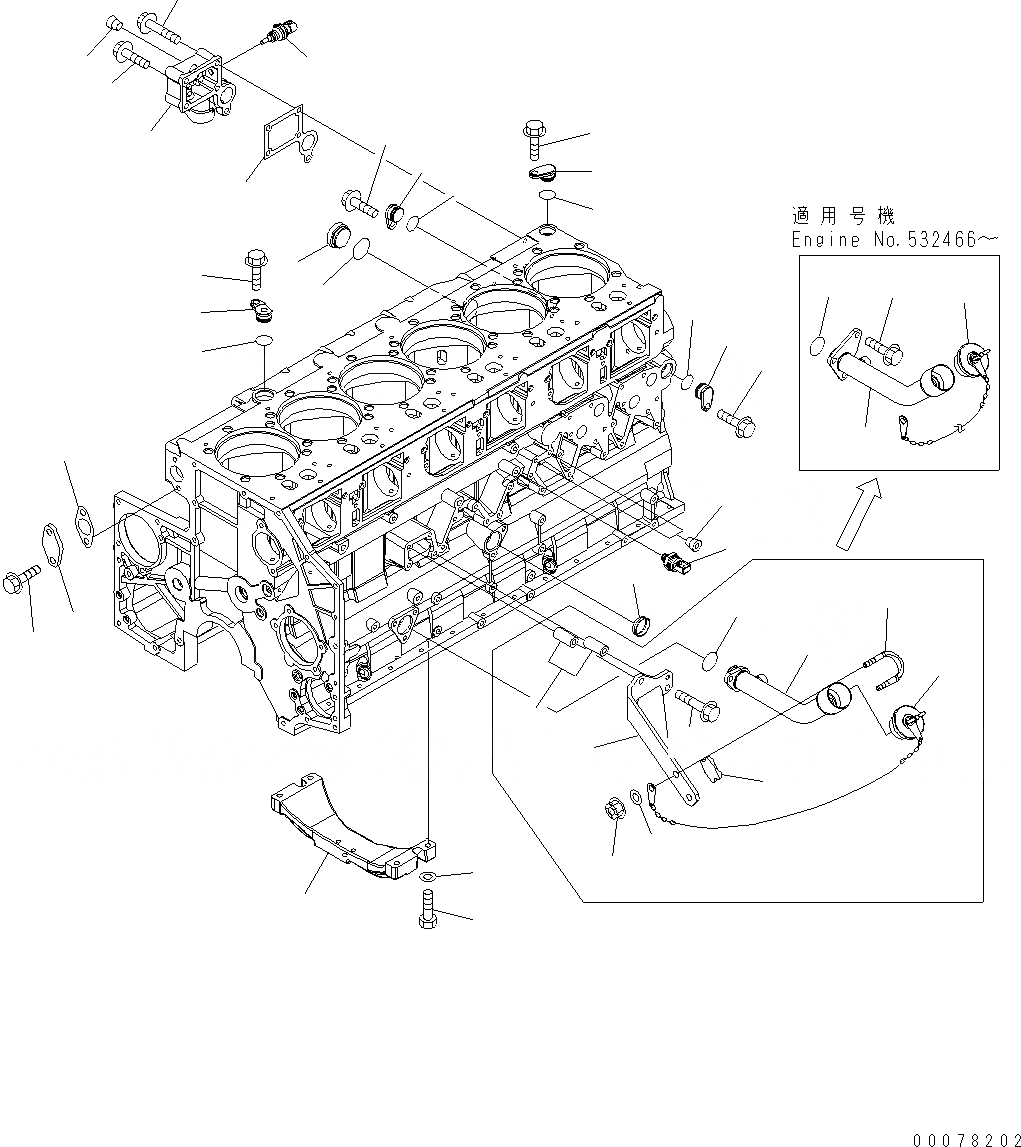 Схема запчастей Komatsu WA500-6 - ЭЛЕМЕНТЫ БЛОКА ЦИЛИНДРОВ (МАСЛОНАЛИВНОЙ ПАТРУБОК И ДАТЧИК) AA ДВИГАТЕЛЬ