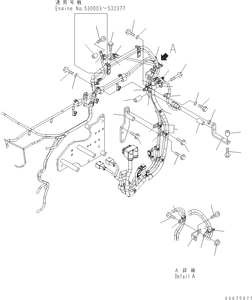 Схема запчастей Komatsu WA500-6 - ЭЛЕКТР. ЭЛЕКТРОПРОВОДКА (/) AA ДВИГАТЕЛЬ