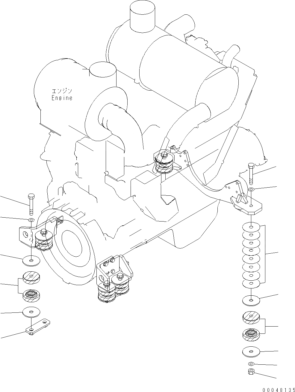 Схема запчастей Komatsu WA500-6 - КРЕПЛЕНИЕ ДВИГАТЕЛЯ B КОМПОНЕНТЫ ДВИГАТЕЛЯ