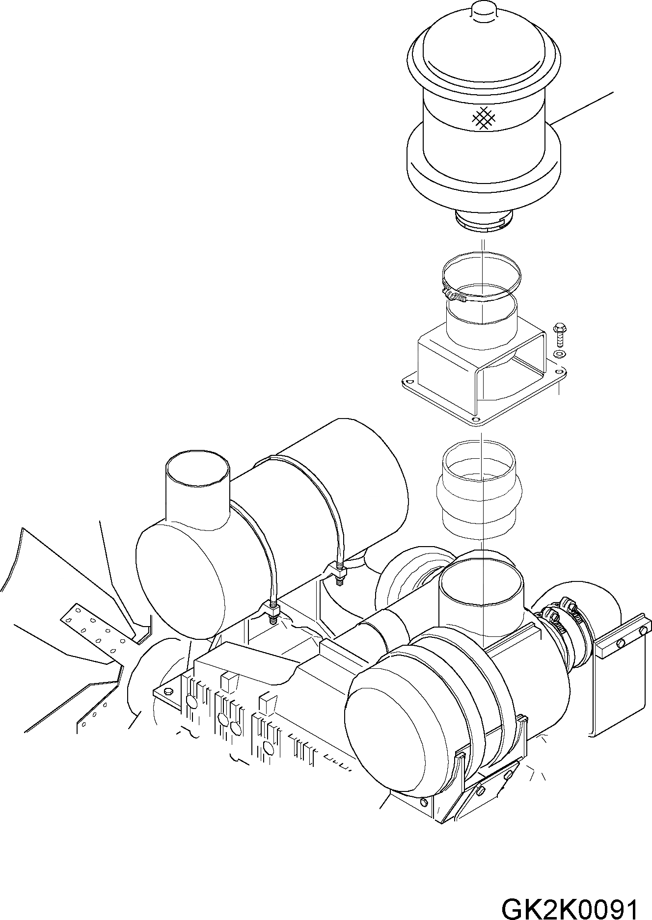 Схема запчастей Komatsu WA500-6 - ПРЕФИЛЬТР TURBO II B КОМПОНЕНТЫ ДВИГАТЕЛЯ