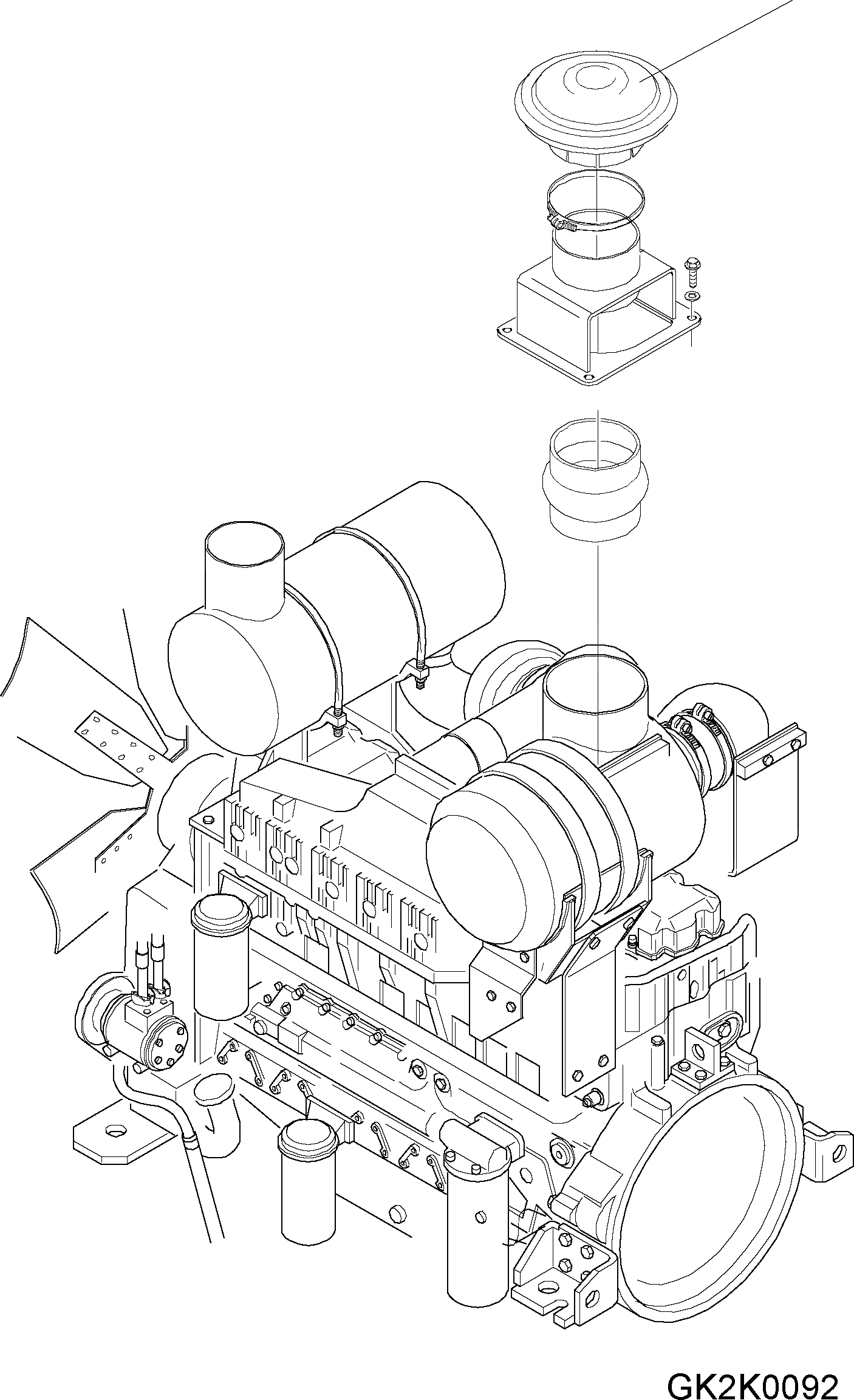 Схема запчастей Komatsu WA500-6 - БЕЗ ПРЕФИЛЬТР TURBO II B КОМПОНЕНТЫ ДВИГАТЕЛЯ