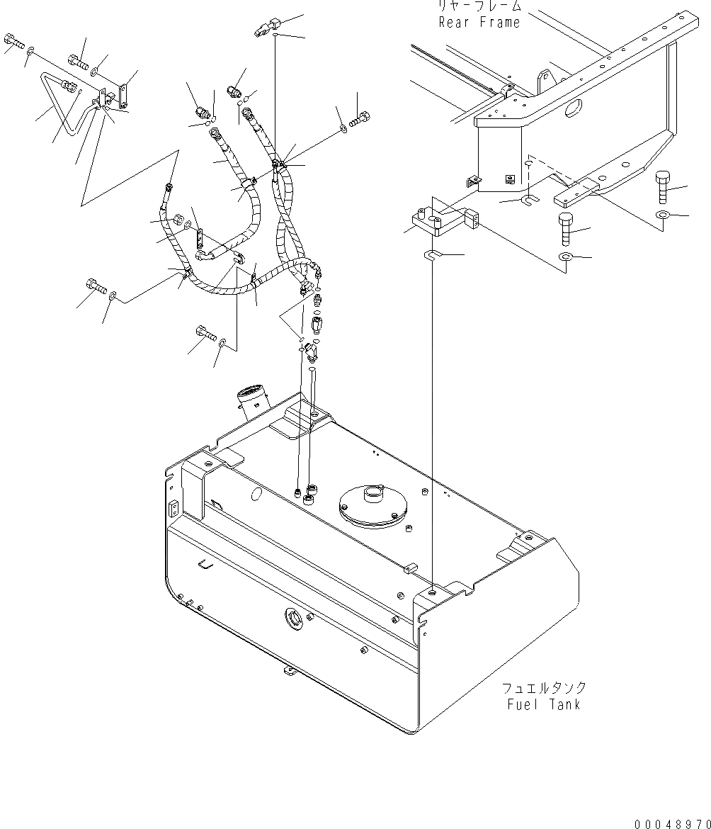 Схема запчастей Komatsu WA500-6 - ТОПЛИВН. БАК. (ЭЛЕМЕНТЫ КРЕПЛЕНИЯ) D ТОПЛИВН. СИСТЕМА