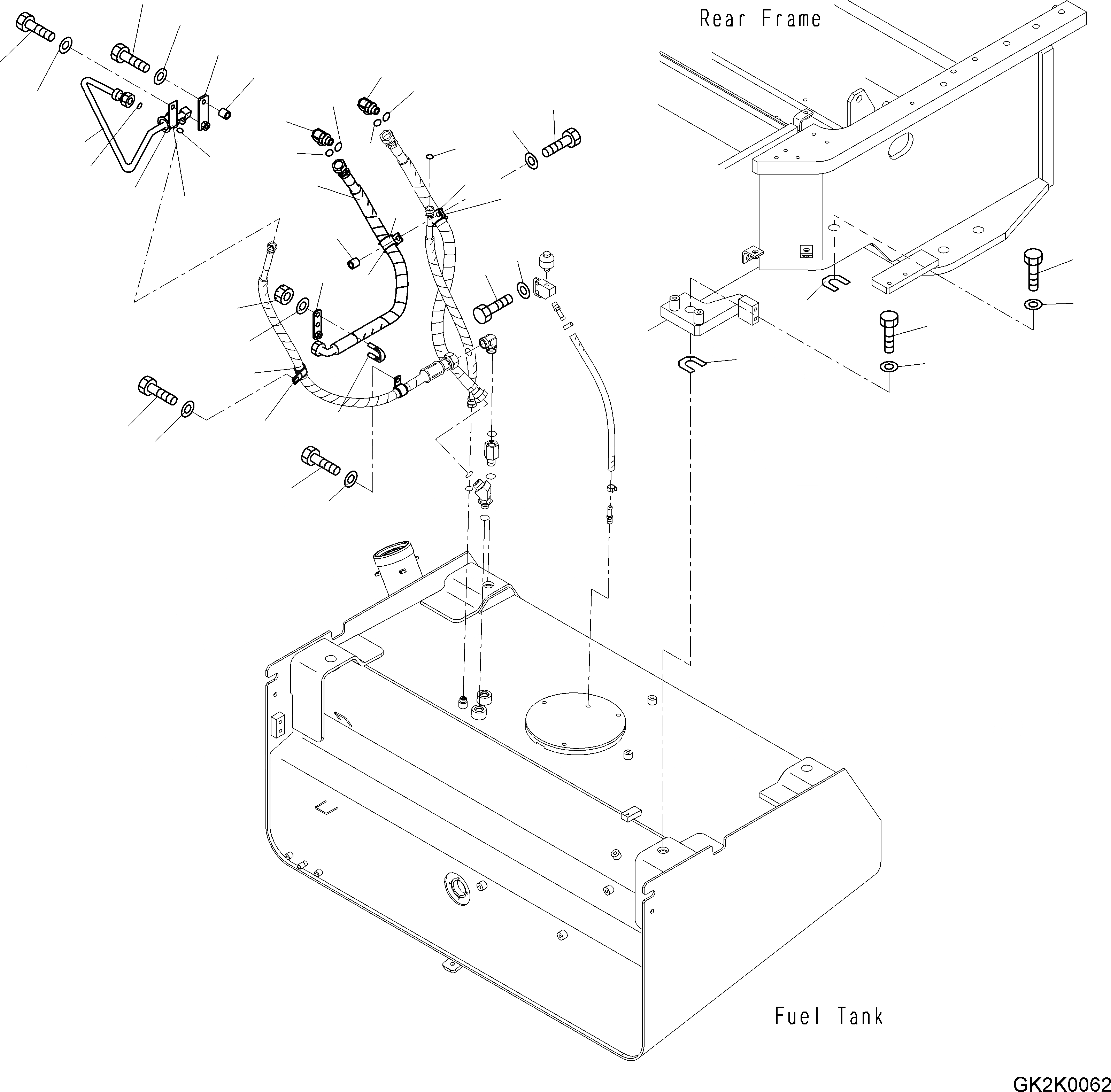 Схема запчастей Komatsu WA500-6 - ТОПЛИВН. БАК. (ЭЛЕМЕНТЫ КРЕПЛЕНИЯ) D ТОПЛИВН. СИСТЕМА