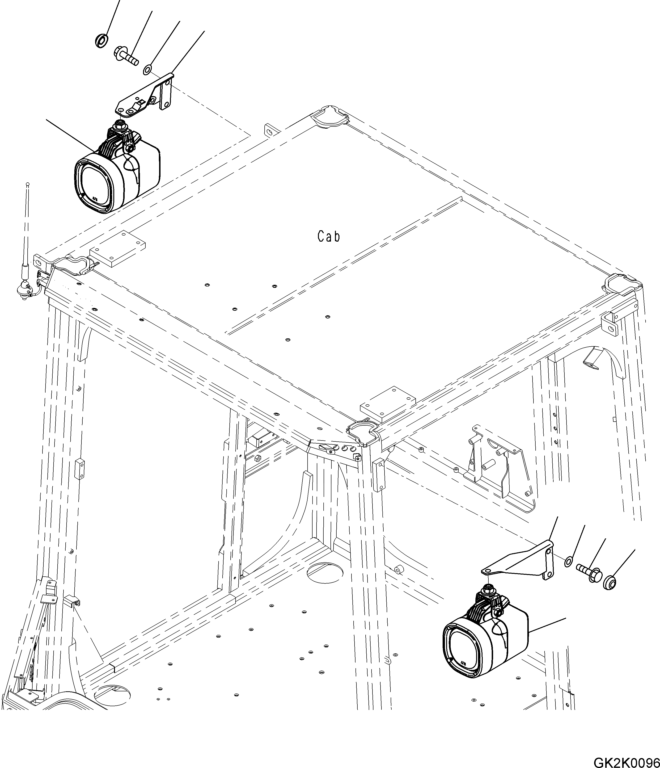 Схема запчастей Komatsu WA500-6 - РАБОЧ. ОСВЕЩЕНИЕ (XENON) E ЭЛЕКТРИКА