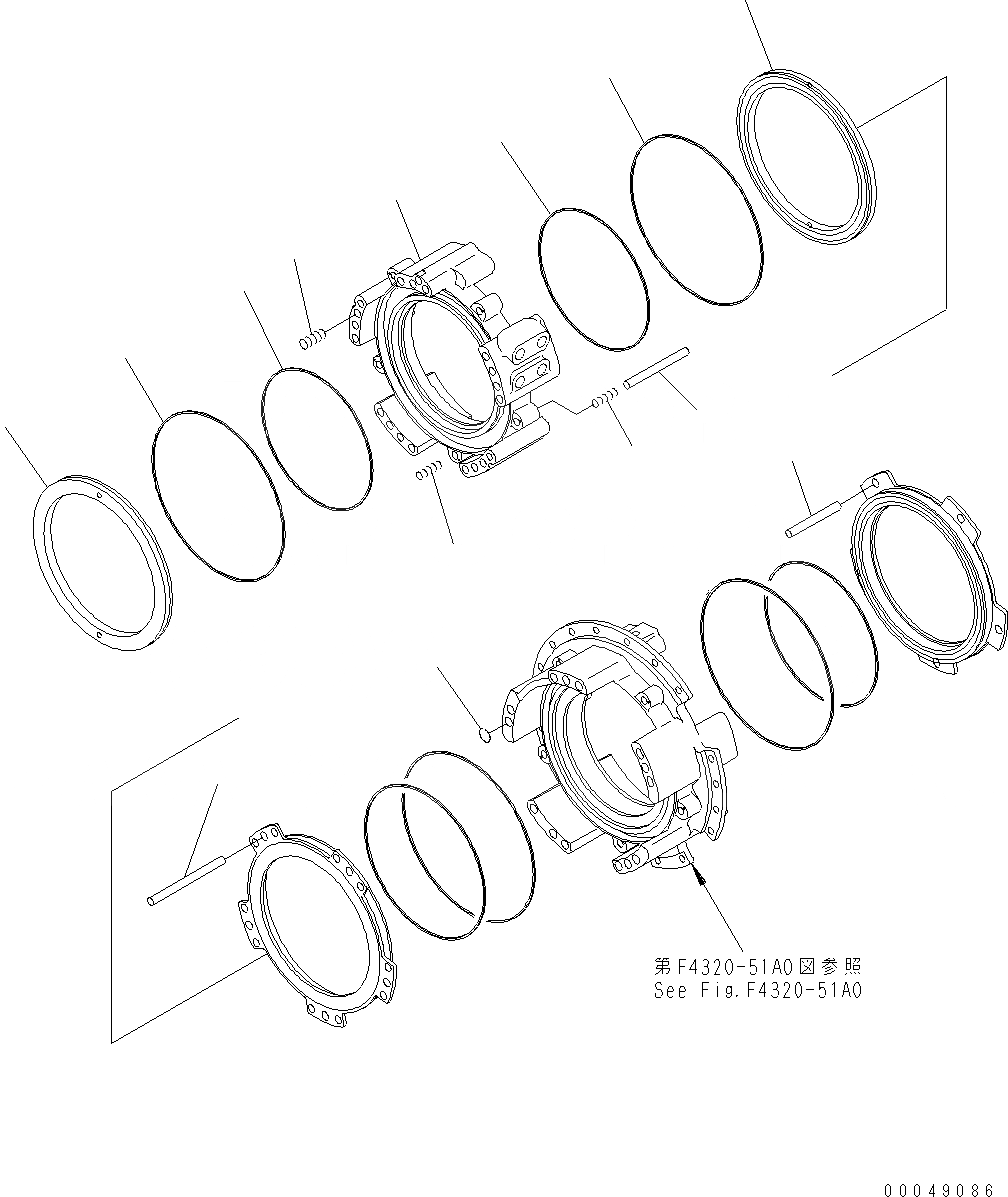 Схема запчастей Komatsu WA500-6 - ТРАНСМИССИЯ (4 И 3 КОЖУХ) F POWER TRANSMITTING СИСТЕМА