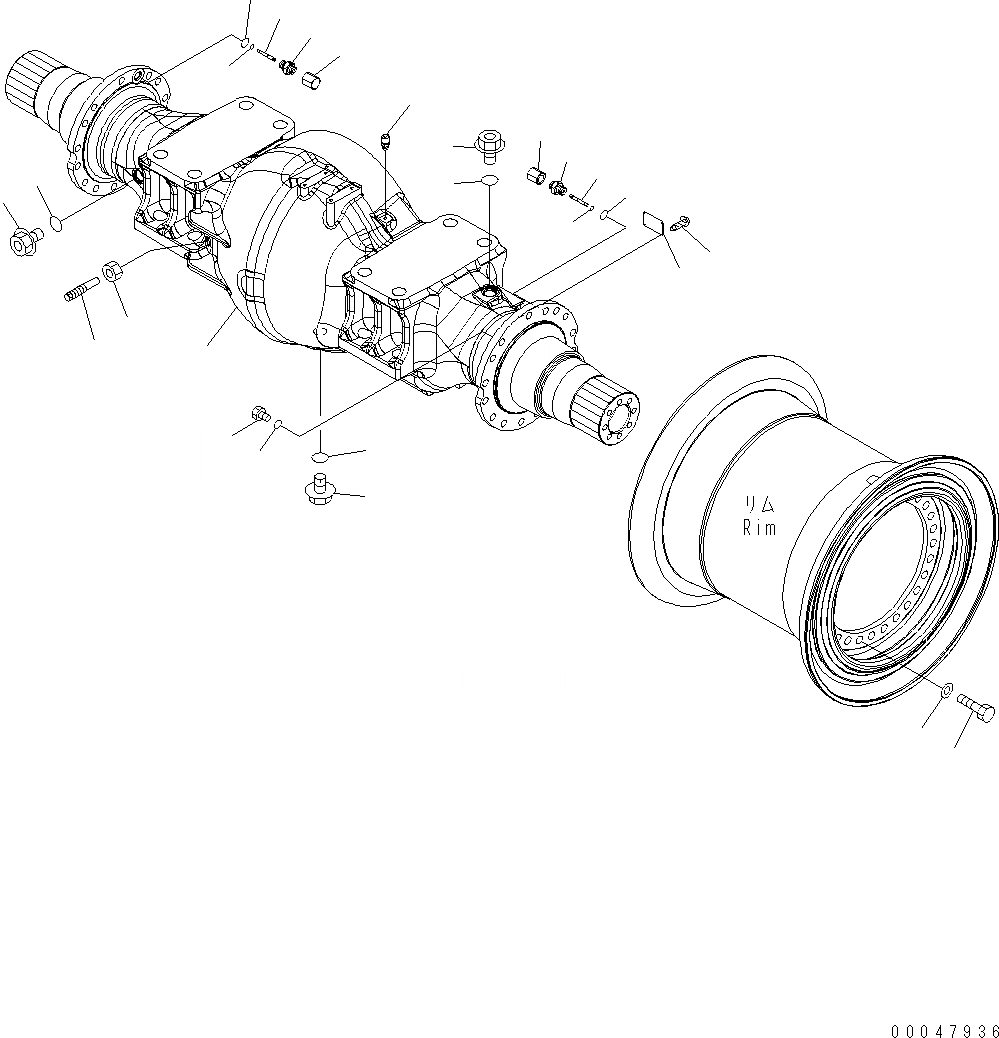 Схема запчастей Komatsu WA500-6 - ПЕРЕДНИЙ МОСТ (КОЖУХ КОМПОНЕНТЫ И КОЛЕСА ЭЛЕМЕНТЫ КРЕПЛЕНИЯ) F POWER TRANSMITTING СИСТЕМА