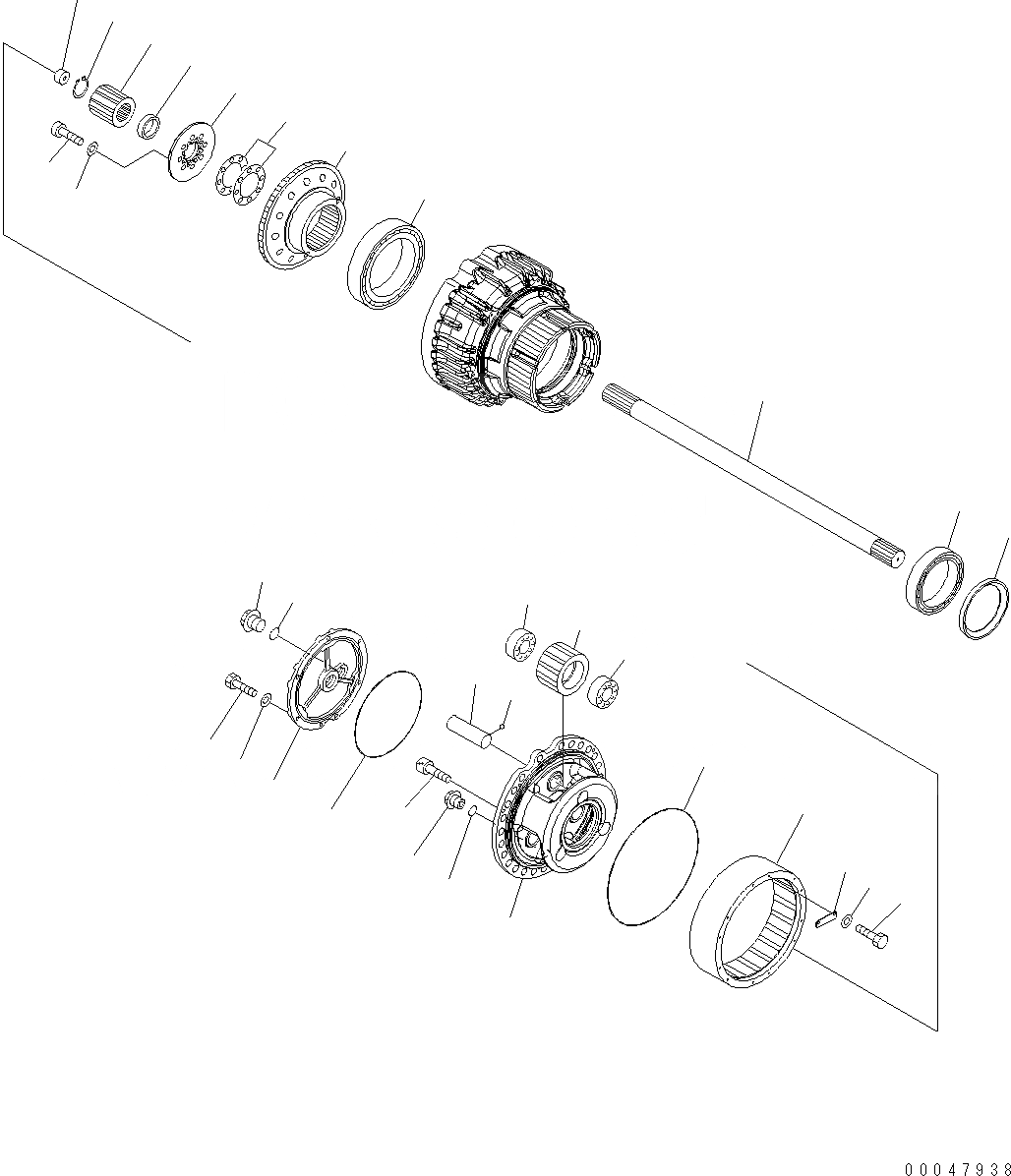 Схема запчастей Komatsu WA500-6 - ЗАДН. МОСТ (КОНЕЧНАЯ ПЕРЕДАЧА ASSEMBLY RHS) (/) F POWER TRANSMITTING СИСТЕМА