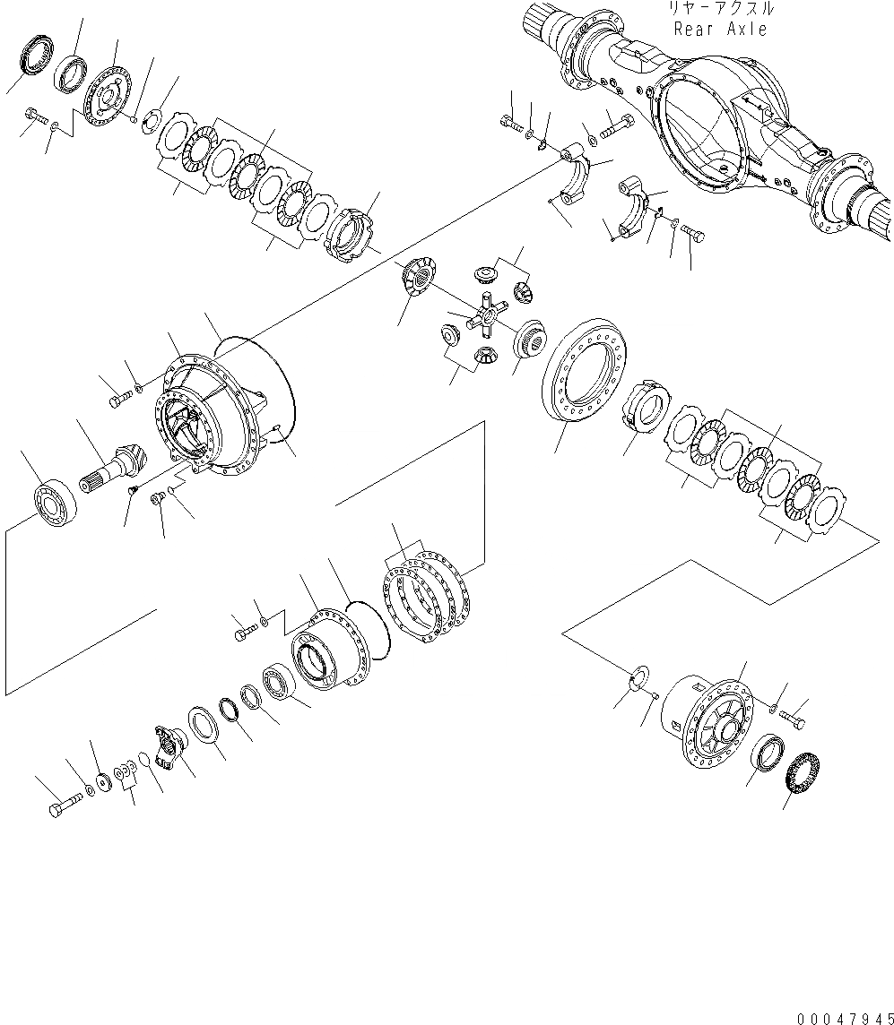 Схема запчастей Komatsu WA500-6 - ЗАДН. МОСТ (ДИФФЕРЕНЦ. ASSEMBLY) (С ANTI-SLIP ДИФФЕРЕНЦ.) (STONE РУКОЯТЬR) F POWER TRANSMITTING СИСТЕМА