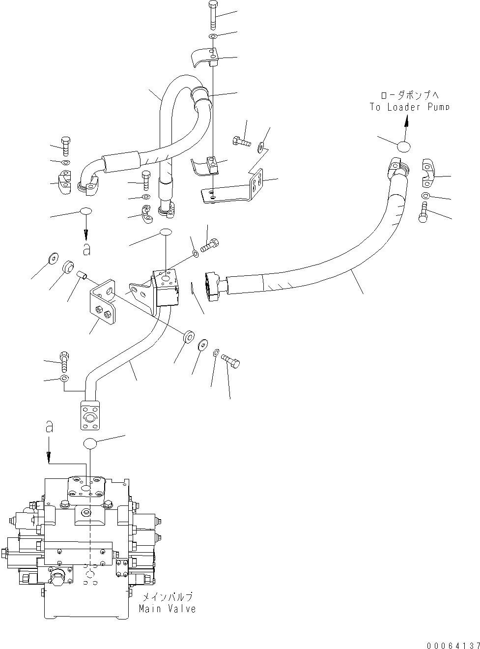 Схема запчастей Komatsu WA500-6 - ГИДРОЛИНИЯ (ЛИНИЯ ПОДАЧИ) (ДЛЯ 3-Х СЕКЦИОНН. КЛАПАН) H ГИДРАВЛИКА