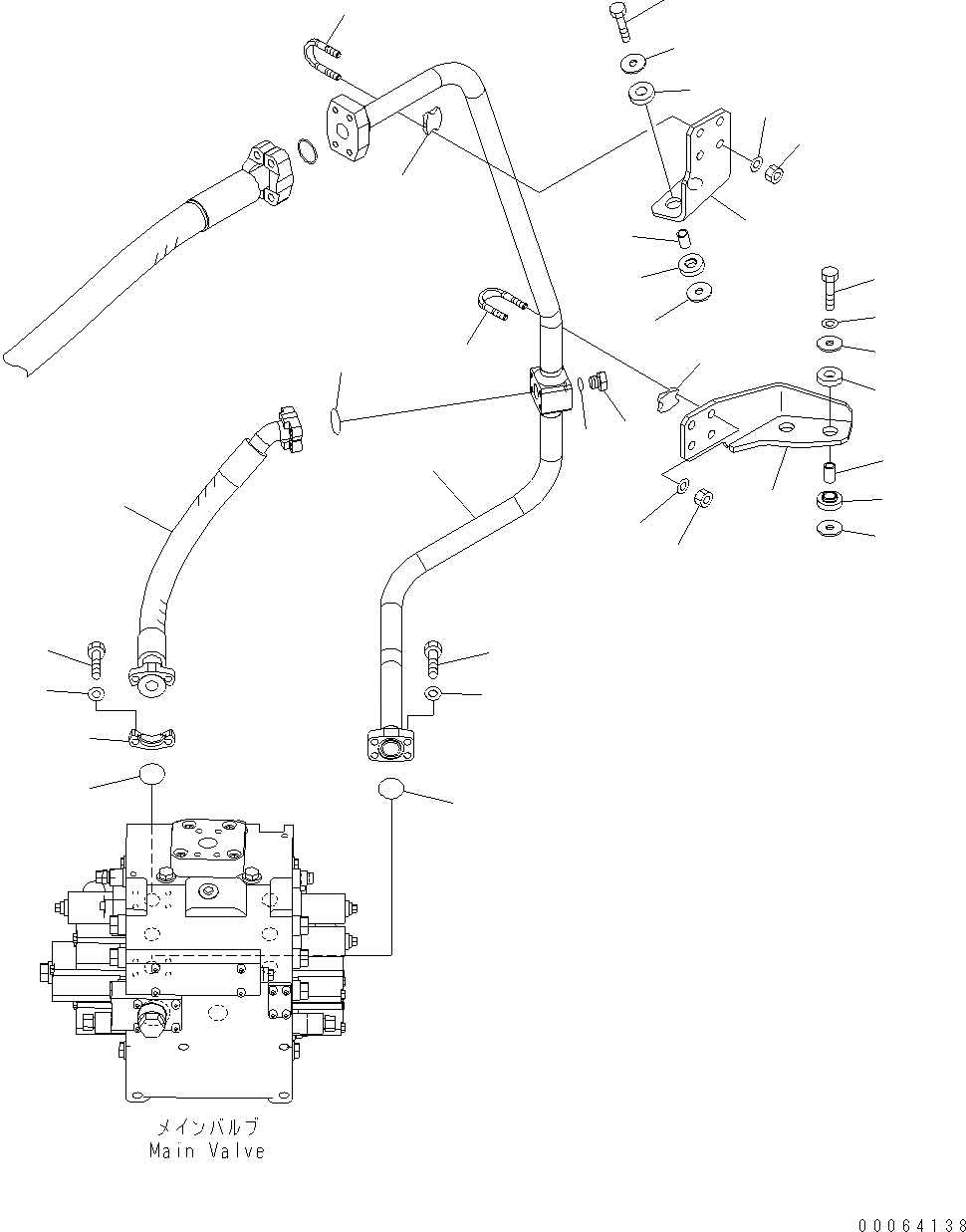 Схема запчастей Komatsu WA500-6 - ГИДРОЛИНИЯ (ГИДРОЦИЛИНДР КОВША НИЖН. ЛИНИЯ) (ДЛЯ 3-Х СЕКЦИОНН. КЛАПАН) H ГИДРАВЛИКА