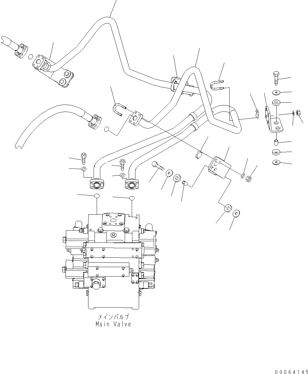 Схема запчастей Komatsu WA500-6 - ГИДРОЛИНИЯ (ПЕРЕДН. ТРУБЫ) (ДЛЯ 3-Х СЕКЦИОНН. КЛАПАН) H ГИДРАВЛИКА