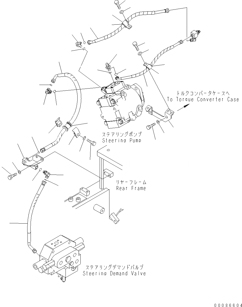 Схема запчастей Komatsu WA500-6 - ГИДРОЛИНИЯ РУЛЕВОГО УПРАВЛЕНИЯ (ГЛАВН. ЛИНИЯ) H ГИДРАВЛИКА