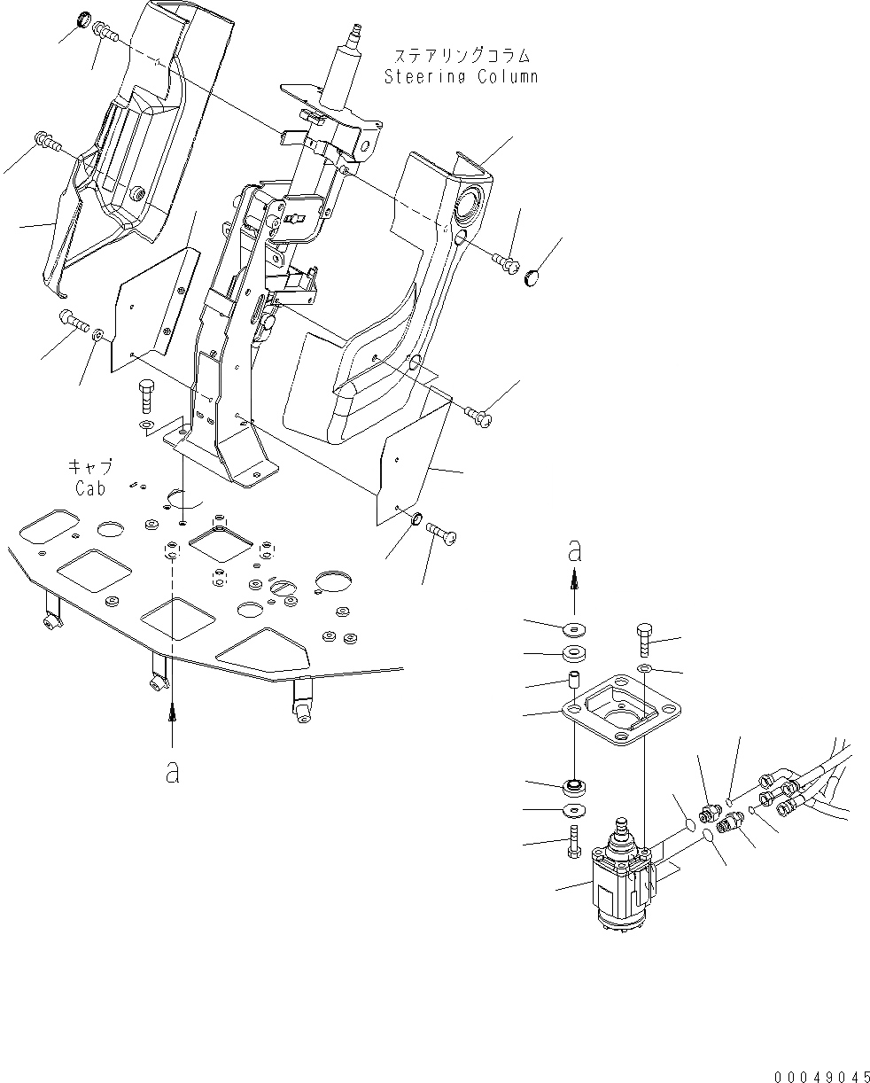 Схема запчастей Komatsu WA500-6 - КАБИНА ROPS (КОЛОНКА И ORBITROL) (ORBITROL КЛАПАН) K OPERATORґS ОБСТАНОВКА И СИСТЕМА УПРАВЛЕНИЯ