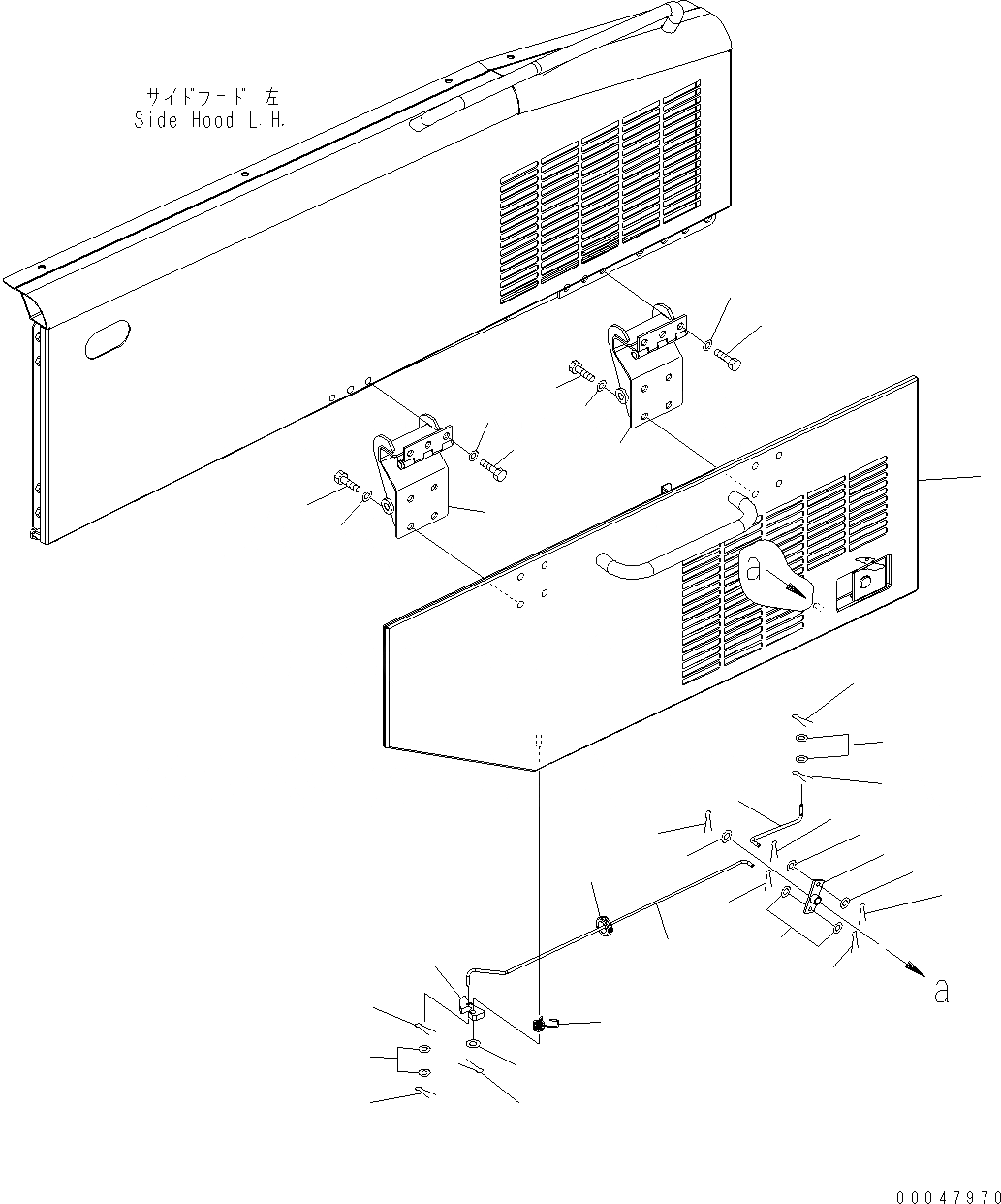 Схема запчастей Komatsu WA500-6 - ДВЕРЦЫ КАПОТА ( ДВЕРЬ LHS) M ЧАСТИ КОРПУСАS И КРЫШКИ