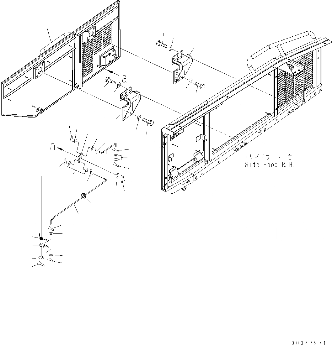 Схема запчастей Komatsu WA500-6 - ДВЕРЦЫ КАПОТА ( ДВЕРЬ RHS) M ЧАСТИ КОРПУСАS И КРЫШКИ