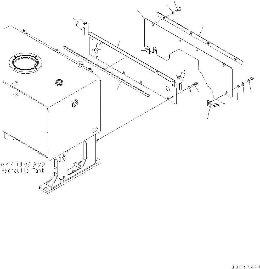 Схема запчастей Komatsu WA500-6 - ДВЕРЦЫ КАПОТА (ПЛАСТИНА BETWEEN ГИДР. БАК. AND КАПОТ) M ЧАСТИ КОРПУСАS И КРЫШКИ