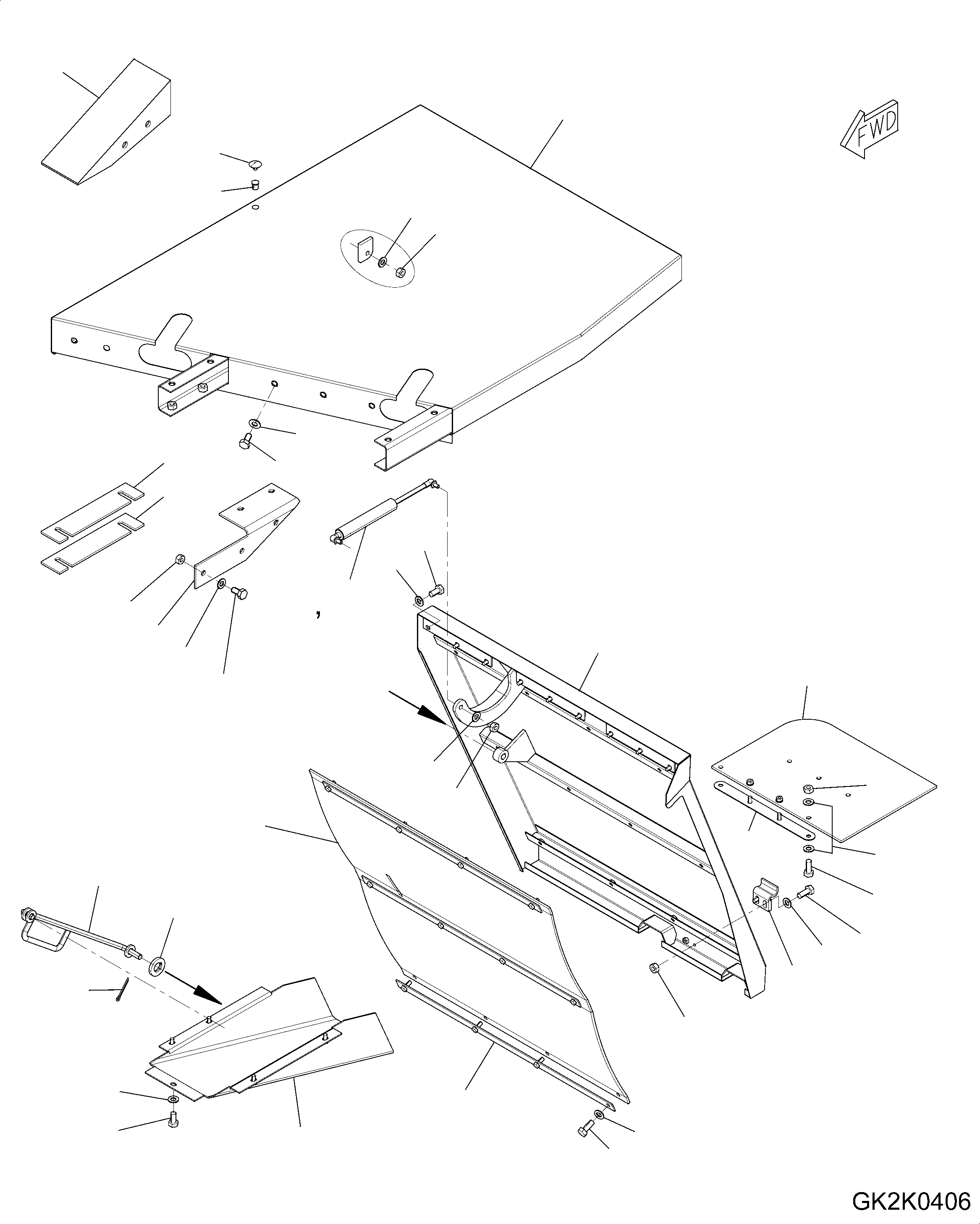 Схема запчастей Komatsu WA500-6 - ЗАДН. КРЫЛО (RHS) M ЧАСТИ КОРПУСАS И КРЫШКИ
