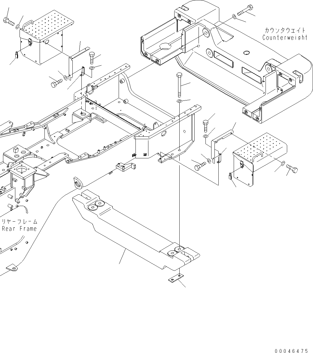 Схема запчастей Komatsu WA500-6 - ПРОТИВОВЕС (С ДОПОЛН. ВЕС) (ЭЛЕМЕНТЫ КРЕПЛЕНИЯ) M ЧАСТИ КОРПУСАS И КРЫШКИ
