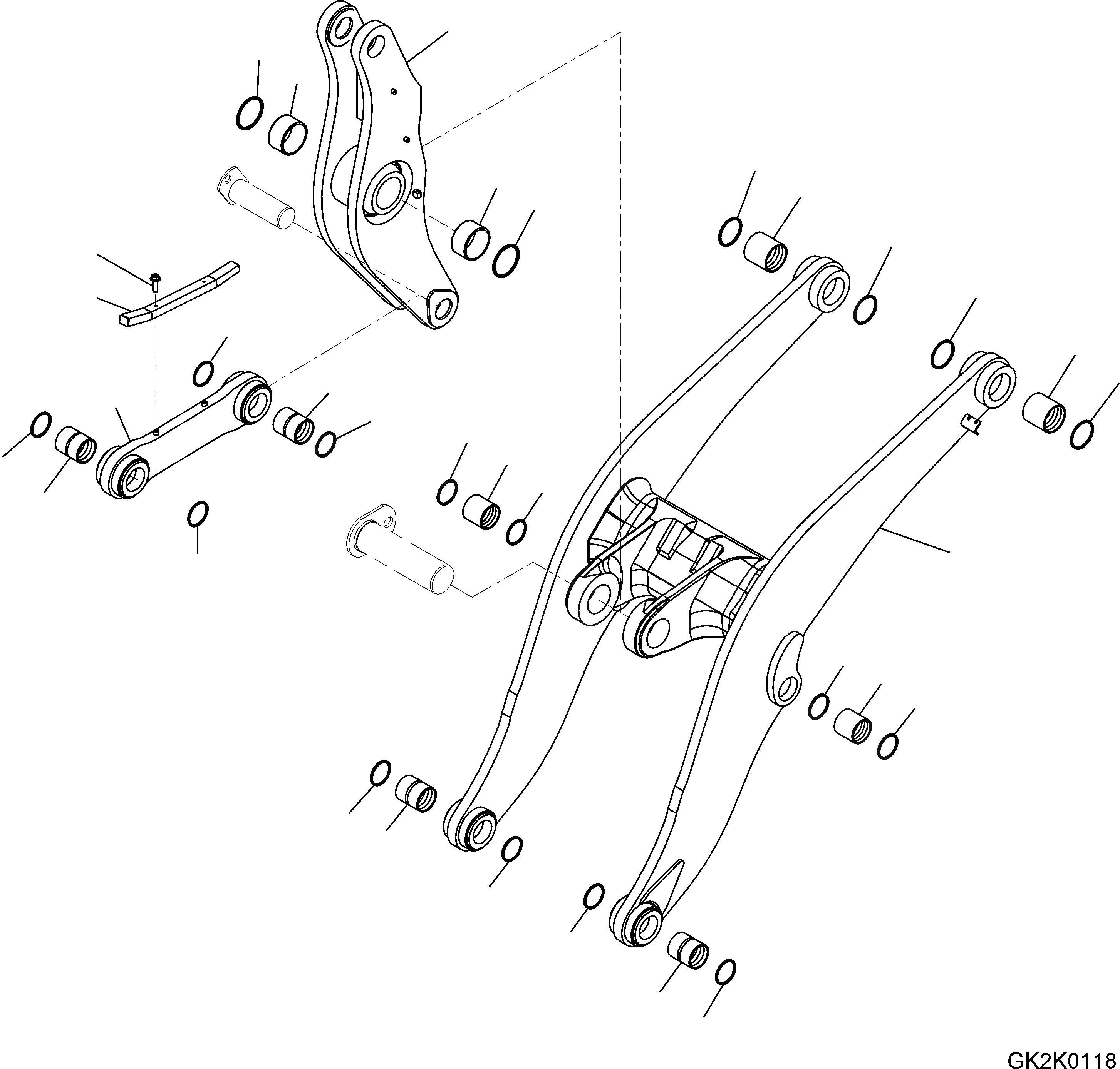 Схема запчастей Komatsu WA500-6 - СТРЕЛА И КОЛЕНЧАТЫЙ РЫЧАГ (СТАНДАРТН.) T РАБОЧЕЕ ОБОРУДОВАНИЕ