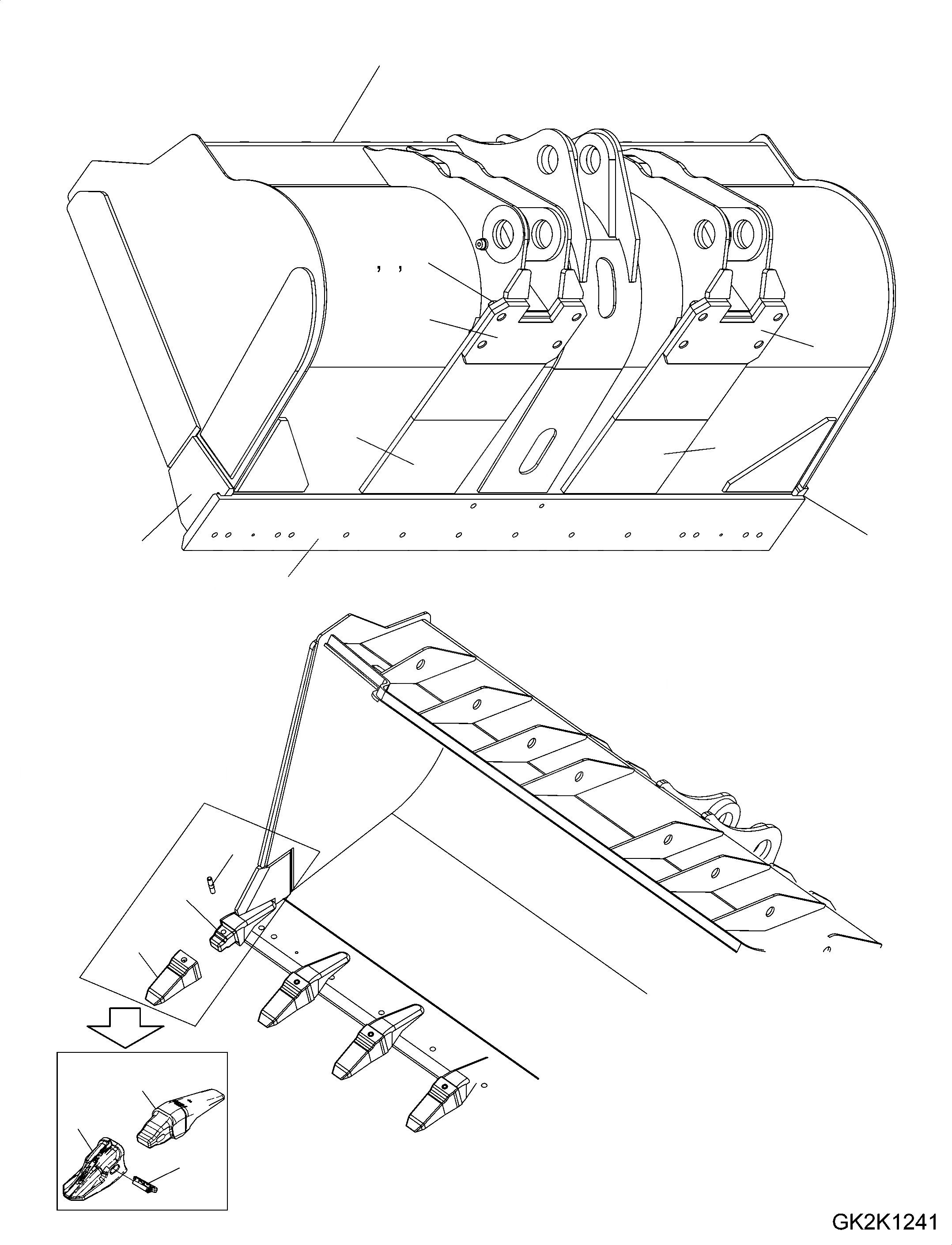 Схема запчастей Komatsu WA500-6 - КОВШ (TYP C-R-ВЫСОК. ПОДЪЕМ) (.CBM) (С TEETH) T РАБОЧЕЕ ОБОРУДОВАНИЕ