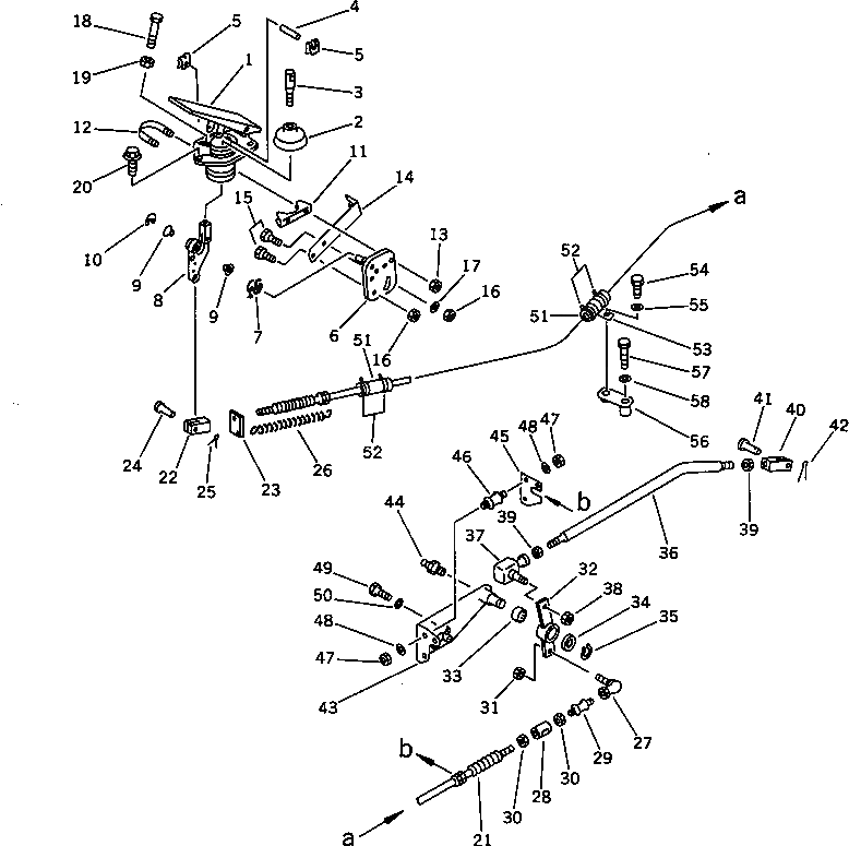 Схема запчастей Komatsu WA600-1 - МЕХАНИЗМ ПЕДАЛИ АКСЕЛЕРАТОРА(СПЕЦ-Я TBG)(№-) КОМПОНЕНТЫ ДВИГАТЕЛЯ И ЭЛЕКТРИКА