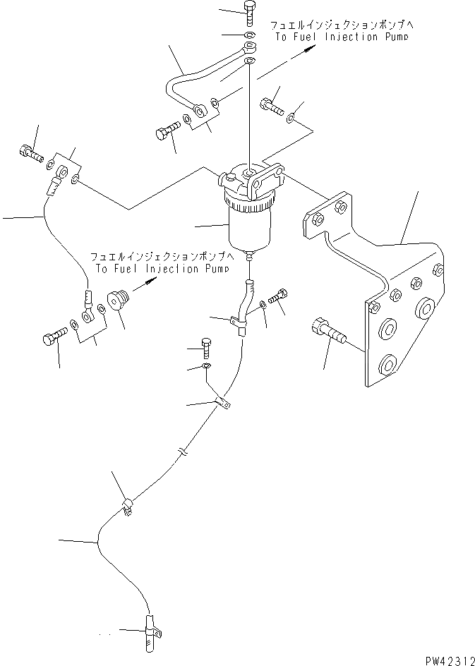 Схема запчастей Komatsu WA600-1 - ВОДООТДЕЛИТЕЛЬ И ТРУБЫ КОМПОНЕНТЫ ДВИГАТЕЛЯ И ЭЛЕКТРИКА