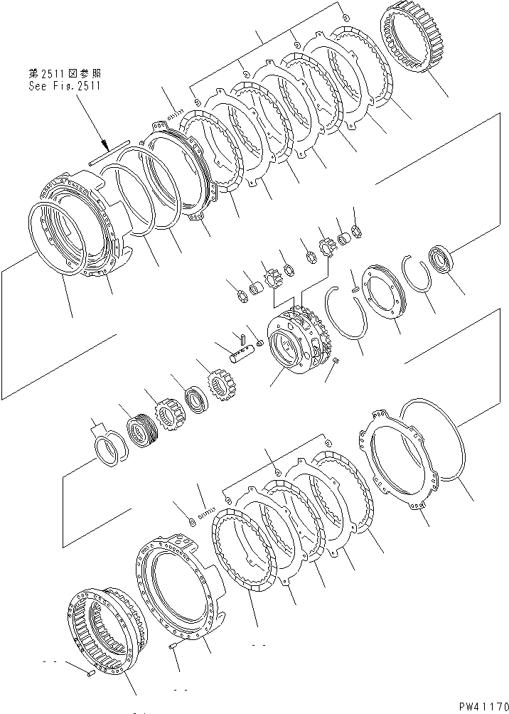 Схема запчастей Komatsu WA600-1 - ТРАНСМИССИЯ (ПЕРЕД. И 4 МУФТА) ТРАНСМИССИЯ
