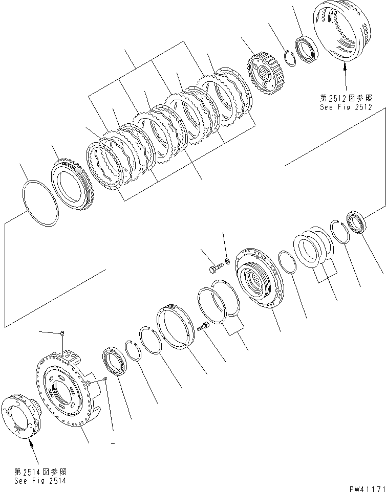 Схема запчастей Komatsu WA600-1 - ТРАНСМИССИЯ (2 МУФТА) ТРАНСМИССИЯ
