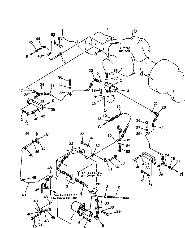 Схема запчастей Komatsu WA600-1 - ТОРМОЗ. МАСЛОПРОВОДЯЩАЯ ЛИНИЯ (КАМЕРА - ЗАДНИЕ ТОРМОЗА)(№8-) ВЕДУЩ. ВАЛ¤ ДИФФЕРЕНЦ. И КОЛЕСА