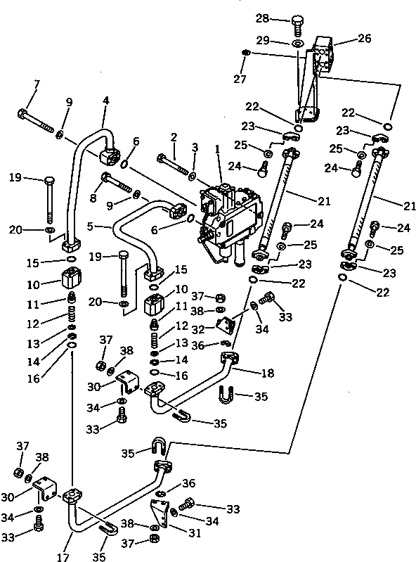 Схема запчастей Komatsu WA600-1 - РУЛЕВ. УПРАВЛЕНИЕ МАСЛОПРОВОДЯЩАЯ ЛИНИЯ (КЛАПАН ЛИНИЯ) РУЛЕВ. УПРАВЛЕНИЕ И СИСТЕМА УПРАВЛЕНИЯ