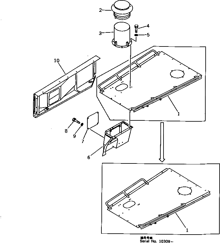 Схема запчастей Komatsu WA600-1 - КАПОТ (ДЛЯ ЗАПЫЛЕНН. РАЙОНОВ) РАМА И ЧАСТИ КОРПУСА