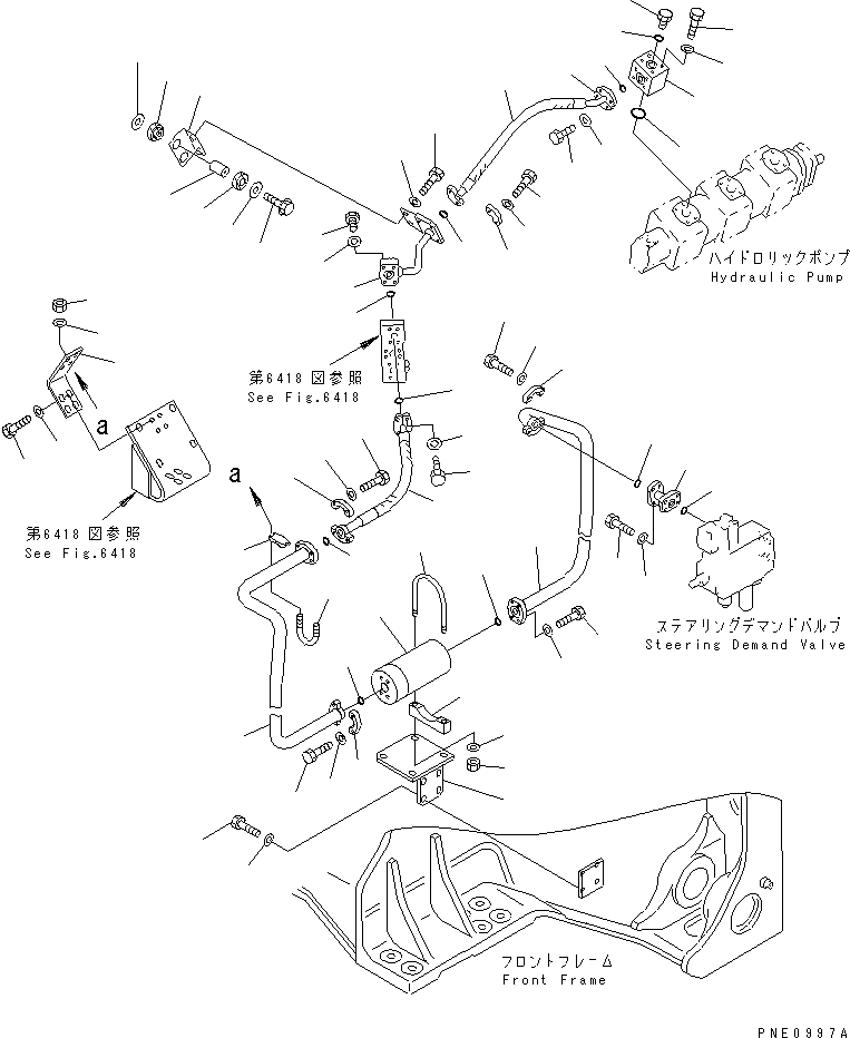 Схема запчастей Komatsu WA600-1 - ГИДРОЛИНИЯ (ЛИНИЯ ПОДАЧИ) (/) (С ВЫС.T PRESSURE ФИЛЬТР.)(№8-) УПРАВЛ-Е РАБОЧИМ ОБОРУДОВАНИЕМ