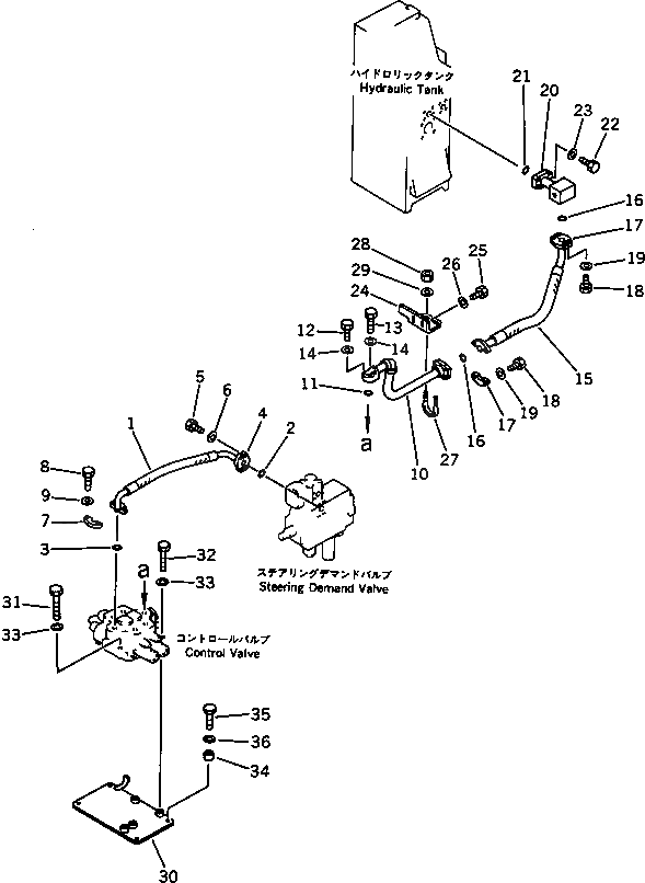 Схема запчастей Komatsu WA600-1 - ГИДРОЛИНИЯ (ВОЗВРАТН. ЛИНИЯ) УПРАВЛ-Е РАБОЧИМ ОБОРУДОВАНИЕМ