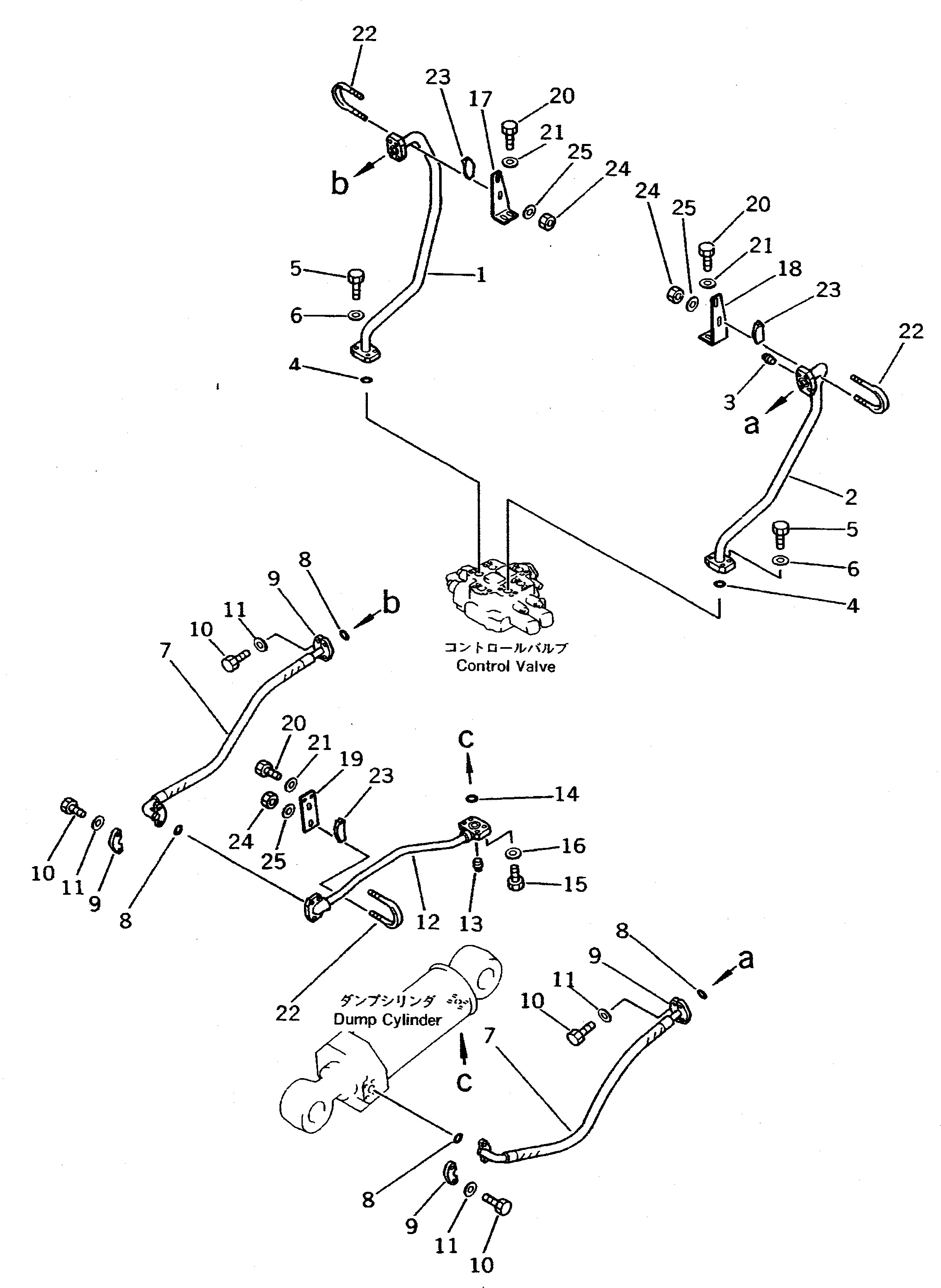 Схема запчастей Komatsu WA600-1 - ГИДРОЛИНИЯ (ЛИНИЯ ГИДРОЦИЛИНДРА КОВША) УПРАВЛ-Е РАБОЧИМ ОБОРУДОВАНИЕМ